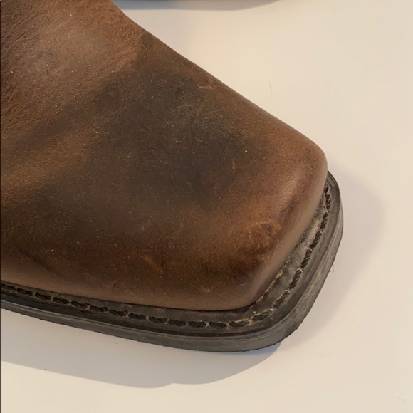 Frye Belted Harness Distressed Brown Leather Mule - Picture 14 of 16